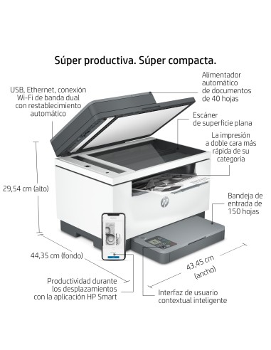 Impresora multifunción LaserJet M234sdw, Blanco y negro, Impresora para Oficina pequeña, Impresión, copia, escáner, Impresión a