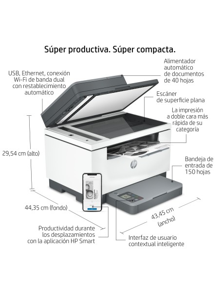 Impresora multifunción LaserJet M234sdw, Blanco y negro, Impresora para Oficina pequeña, Impresión, copia, escáner, Impresión a