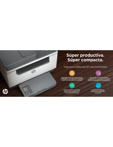 Impresora multifunción LaserJet M234sdw, Blanco y negro, Impresora para Oficina pequeña, Impresión, copia, escáner, Impresión a