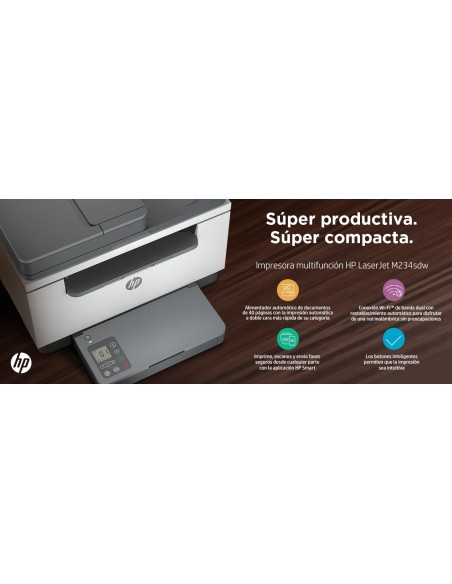 Impresora multifunción LaserJet M234sdw, Blanco y negro, Impresora para Oficina pequeña, Impresión, copia, escáner, Impresión a