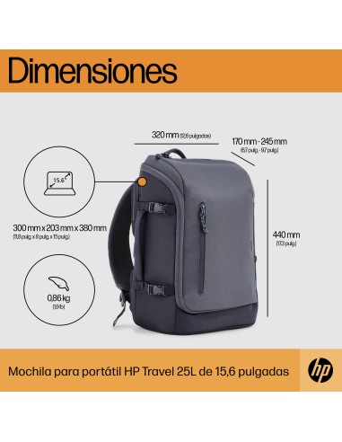 Mochila para portátil Travel de 15,6 pulgadas y 25 litros gris hierro