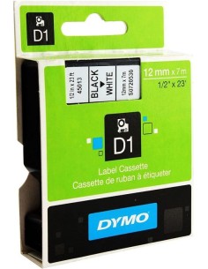 CINTA DYMO D1 12MMX7M NEGRO SOBRE BLANCO