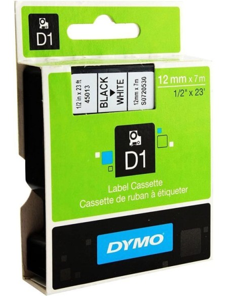 CINTA DYMO D1 12MMX7M NEGRO SOBRE BLANCO