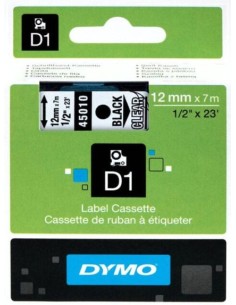 CINTA DYMO D1 12MMX7M NEGRO TRANSPARENTE