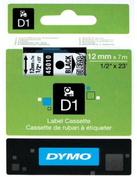 CINTA DYMO D1 12MMX7M NEGRO TRANSPARENTE