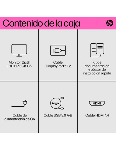 E24t G5 pantalla para PC 60,5 cm (23.8") 1920 x 1080 Pixeles Full HD LED Pantalla táctil Negro