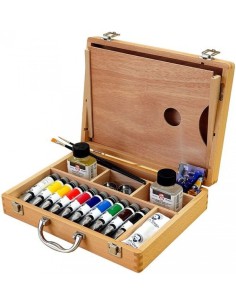Caja de madera 10 tubos de oleo van gogh 40ml 32x24x7cm talens