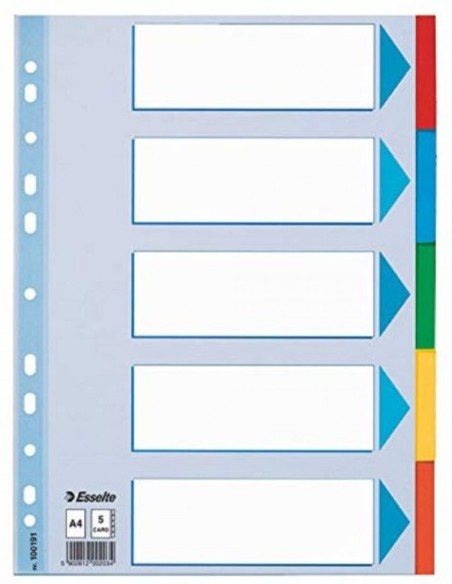 Bolsa 5 separadores a4 con 5 colores esselte carton 200g Bolsa 5 separadores a4 con 5 colores esselte carton 200g