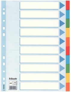 Bolsa 10 separadores a4 con 5 colores esselte carton 200g