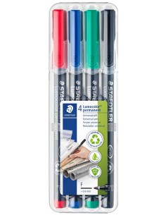 ESTUCHE 4 ROTULADORES LUMOCOLOR 318 PUNTA F COLORES SURTID