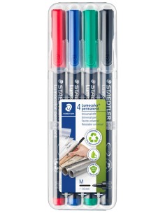 Estuche 4 rotuladores lumocolor 317 punta m colores surtidos