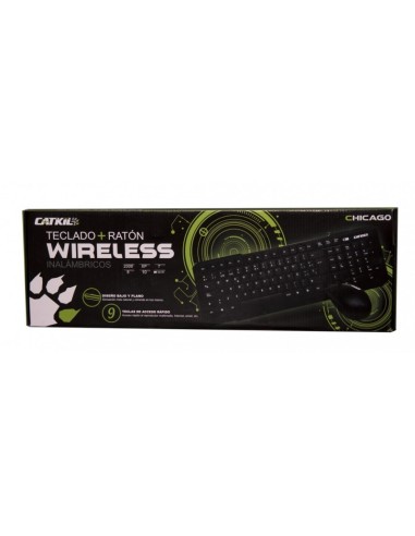 Wireless pack Chicago teclado RF inalámbrico QWERTY Español Negro