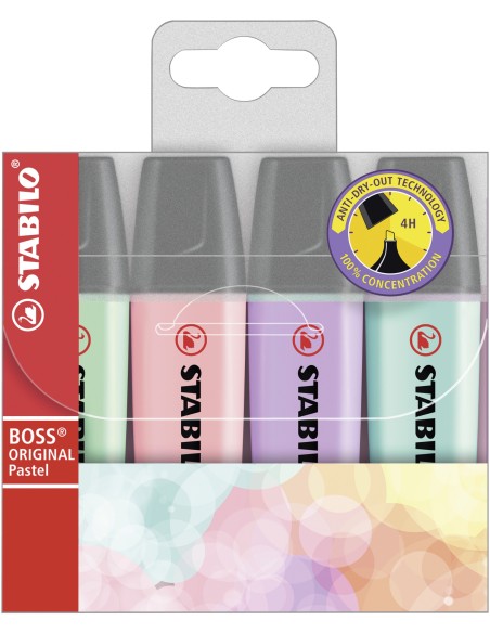 Boss Original Pastel marcador 4 pieza(s) Punta de cincel Lila, Menta, Rosa, Turquesa