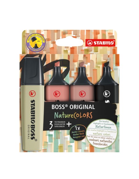 BOSS ORIGINAL NatureColors marcador 4 pieza(s) Punta de cincel Negro, Bronce, Marrón, Verde