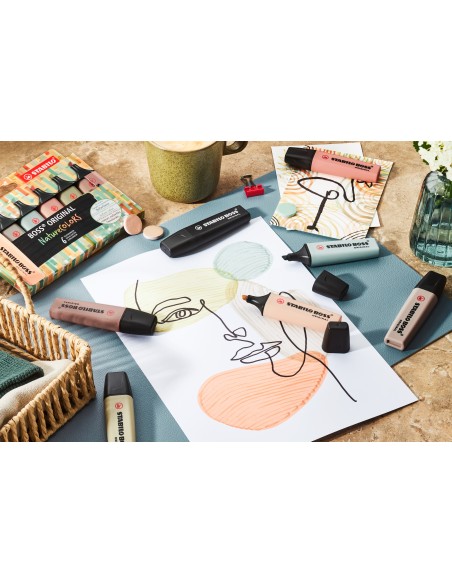 BOSS ORIGINAL NatureColors marcador 4 pieza(s) Punta de cincel Beige, Negro, Verde, Gris claro