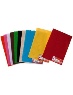 Pack 10 planchas de fieltro 20x30cm colores surtidos espesor 175mm