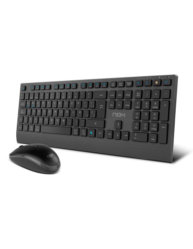 NXLITEDUOSP teclado Ratón incluido Hogar RF Wireless + Bluetooth QWERTY Español Negro