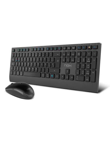 NXLITEDUOSP teclado Ratón incluido Hogar RF Wireless + Bluetooth QWERTY Español Negro