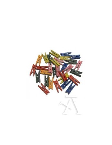 Paq 30 pinzas madera colores surtidos