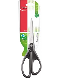 TIJERA OFICINA 21CM ASIMETRICA ESSENTIALS GREEN MAPED