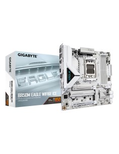 B850M EAGLE WIFI6E ICE Placa Base  Procesadores AMD Ryzen serie 9000, VRM digital de 8+2+2 fases, hasta 8200 MHz DDR5 (OC), 1 x