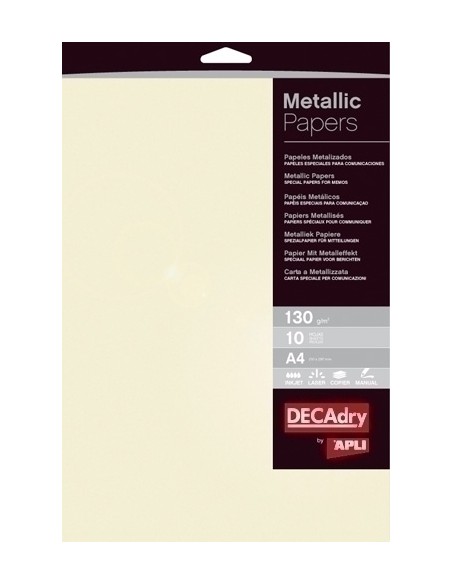 PAPEL METALIZAD.A4 APLI 130g 10h CHAMPAN