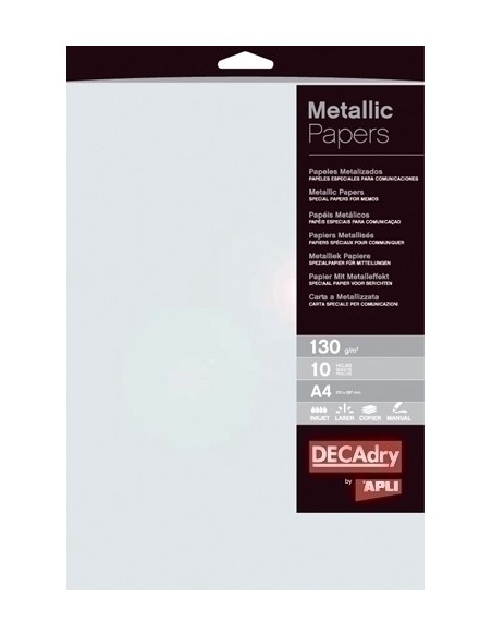 PAPEL METALIZAD.A4 APLI 130g 10h PERLA