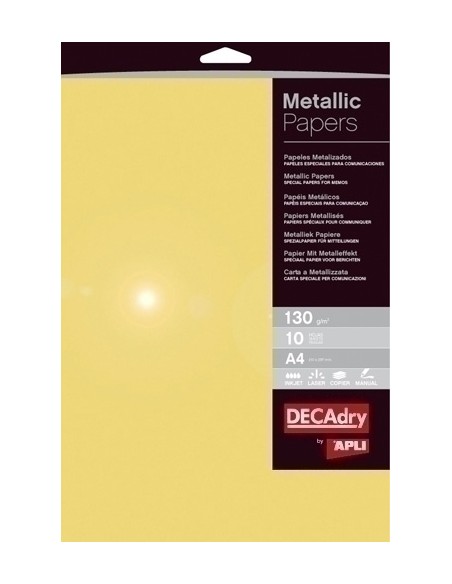 PAPEL METALIZAD.A4 APLI 130g 10h ORO