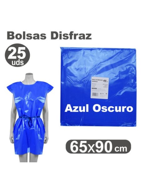 Pack 25 bolsas de plastico para disfraces 65x90cm azul oscuro