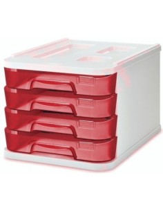 FICHERO CAJONES DE SOBREMESA 285X375X230MM 4 CAJONES ROJO