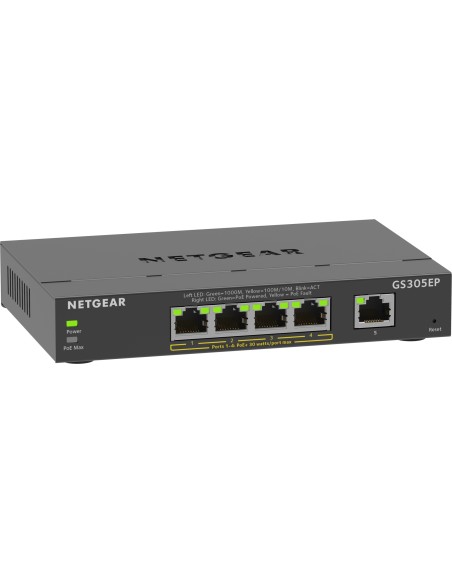5-Port Gigabit Ethernet PoE+ Plus Switch (GS305EP) Gestionado L2/L3 Gigabit Ethernet (10/100/1000) Energía sobre Ethernet (PoE) 