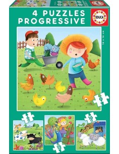 Animales de la granja 4 puzzles progresivos 691216 piezas
