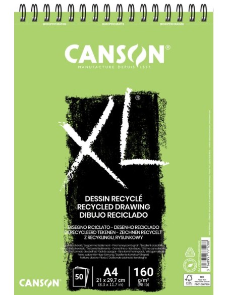 bloc dibujo Canson XL reciclado A4 50 hojas 160 gramos