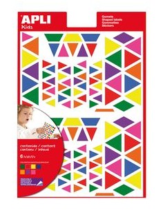 Bolsa 6 hojas gomets triangulares 7 colores surtidos