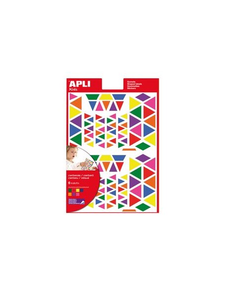 Bolsa 6 hojas gomets triangulares 7 colores surtidos