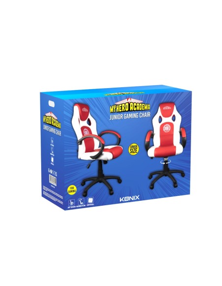 My Hero Academia KX MHA JUNIOR GAMING CHAIR Silla para videojuegos universal Asiento acolchado Rojo, Blanco