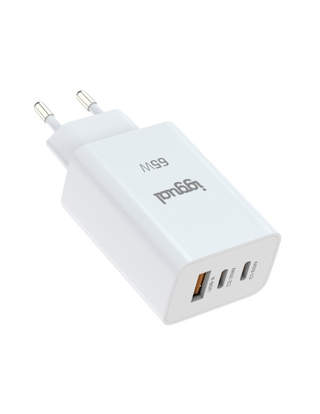 Cargador triple USB-A + 2 x tipo C GaN 65W