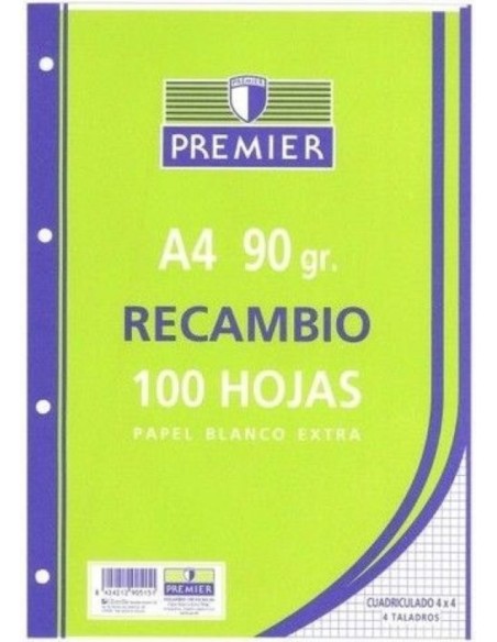 Recambio A4 100h 4 taladros 90g 1 horizontal C M PREMIER Recambio A4 100h 4 taladros 90g 1 horizontal C M PREMIER