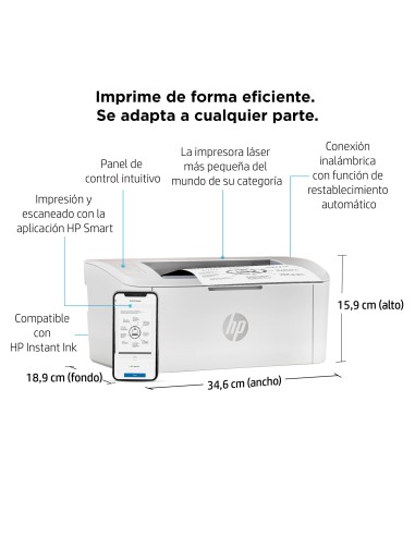 LaserJet Impresora M110w, Blanco y negro, Impresora para Oficina pequeña, Estampado, Tamaño compacto