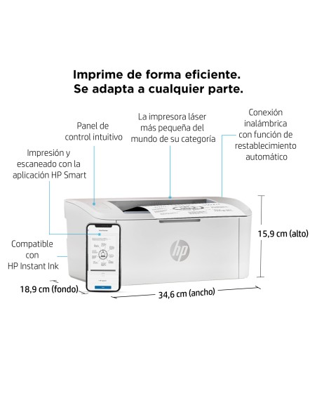 LaserJet Impresora M110w, Blanco y negro, Impresora para Oficina pequeña, Estampado, Tamaño compacto