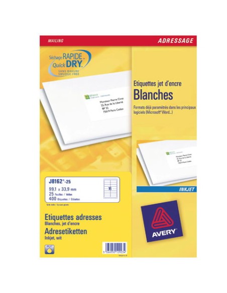 J8162-25 etiqueta para dirección Blanco