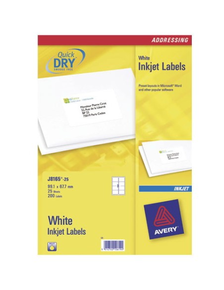 J8165-25 etiqueta para dirección Blanco