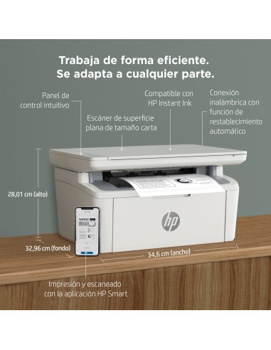 LaserJet Impresora multifunción M140w, Blanco y negro, Impresora para Oficina pequeña, Impresión, copia, escáner, Escanear a co