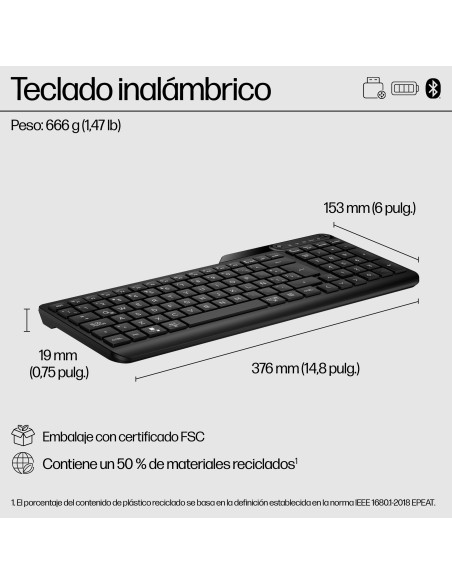 Teclado inalámbrico de modo dual 475
