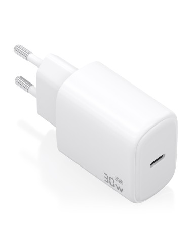 Cargador GaN 30W, 1xUSB-C PD3.0, Blanco