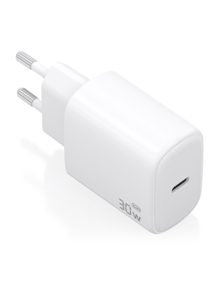 Cargador GaN 30W, 1xUSB-C PD3.0, Blanco