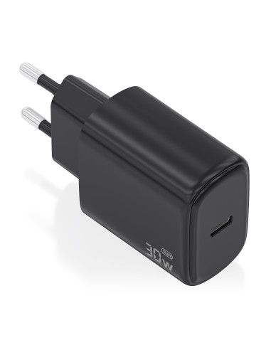 Cargador GaN 30W, 1xUSB-C PD3.0, Negro