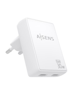 Cargador De Pared GaN Ultra Delgado 30W, 2xUSB-C PD3.0 QC4.0, Blanco