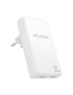 Cargador De Pared GaN Ultra Delgado 65W, 2xUSB-C PD3.0 QC4.0, Blanco