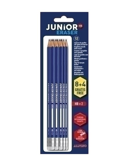 LAPIZ ALPINO JUNIOR con GOMA - HB bl.8+4